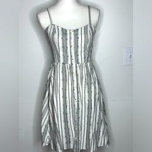 White and black Linen Dress